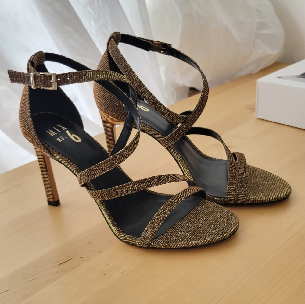 Mix No. 6 Mardelle Sandal in shimmer gold/bronze fabric upper